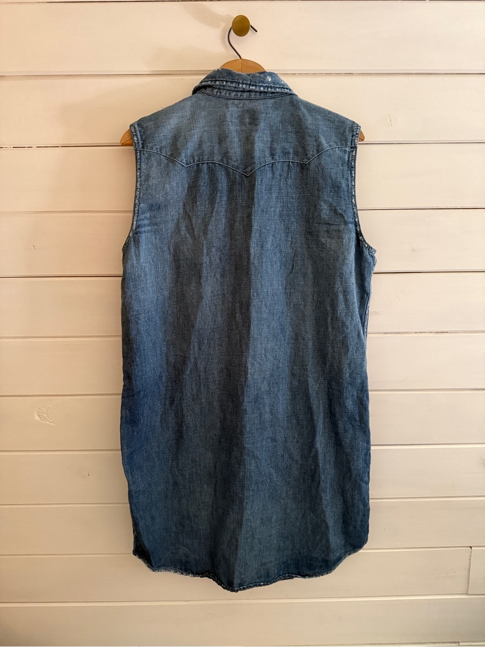 Vintage POLO RALPH LAUREN Denim Snap Front Sleeveless Dress Blue Sz 14 - Picture 2 of 3